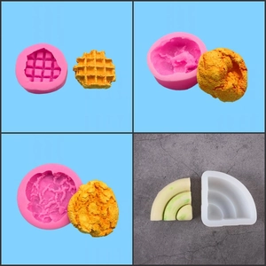 Silicone DIY waffle and croissant molds for soap and candle making in various shapes