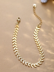 Elegant 18k gold wheat ear chain bracelet with adjustable lobster clasp for women