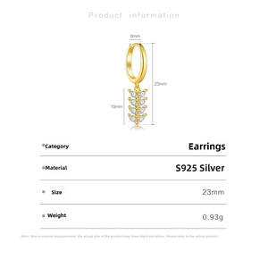 Detail view of S925 sterling silver wheat ear earrings with 23mm height dimensions