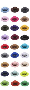 Flat top wool fedora hats collection showing various colors and ethnic beaded bands