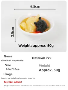 Dettaglio dimensioni del modello realistico di zuppa di pollo in PVC da 6,5 cm