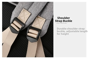 Close-up of adjustable shoulder straps with durable buckle on portable diaper bag
