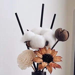 Aromatherapy dried flower bouquet with cotton and sola rose for home tabletop decoration