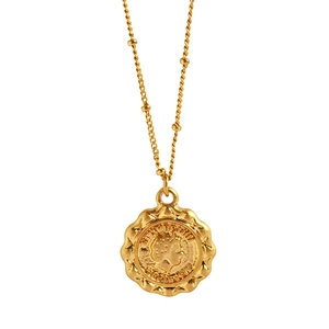 Collana vintage bifacciale con ciondolo moneta Elizabeth II e finitura in metallo dorato