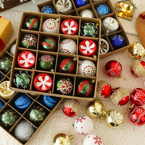 Electroplated Plastic Christmas Ball Ornaments Assorted Patterns Decorative Hanging Baubles For Holiday Tree Home Decor