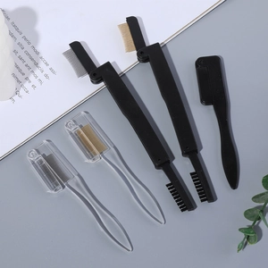 Set de peigne à cils pliable en métal et brosse à sourcils à dents en acier fines