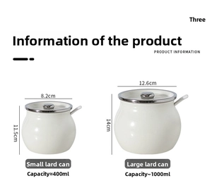 Size comparison for ceramic oil jars showing 400ml and 1000ml capacities with spoons