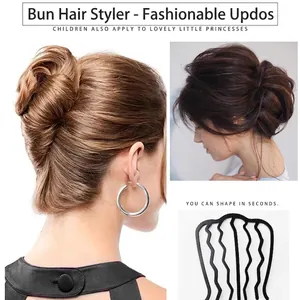 Black Alloy Metal Hair Bun Maker DIY Hair Styling Tools U-Shaped Hair Forks Clips For Women Elegant Minimalist Versatile