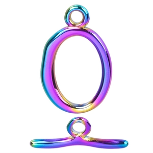 Rainbow plated stainless steel OT toggle clasp for DIY jewelry making and necklaces