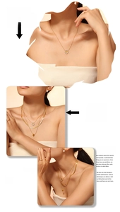Model display of layered gold heart necklace with zircon pendant for women