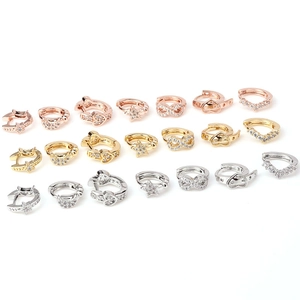Minimalist star and moon hoop earrings with cubic zirconia in gold, silver, and rose gold