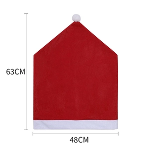 Housse de chaise rouge de Noël avec pompon blanc, dimensions 63x48cm pour les fêtes