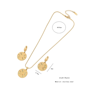 Detailed dimensions of gold stainless steel snake necklace and colorful zircon earrings