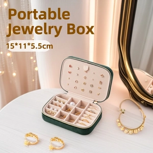 Portable Velvet Jewelry Box Multi-functional Earring Ring Necklace Storage Travel Jewelry Organizer Case With Metal Zipper