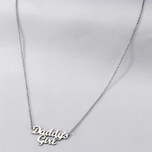 Silver stainless steel necklace with Daddy's Girl letter pendant for women