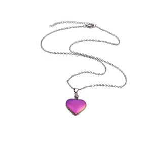 Collier pendentif cœur en hématite pour femmes avec dégradé violet et orange