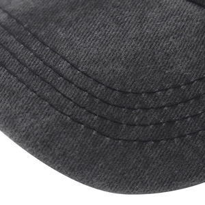 Close-up of the washed cotton baseball cap brim featuring four rows of reinforced stitching