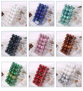 Detail view of 4cm Christmas balls in 9 colors featuring matte, glossy and glitter textures