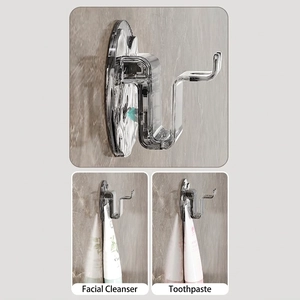 Wall-mounted transparent bathroom organizer rack for toothpaste and facial cleanser