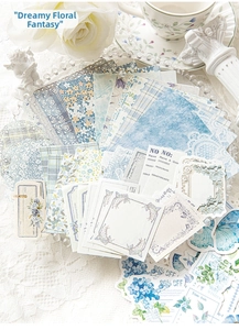 Vintage scrapbooking paper set with floral and butterfly patterns on white lace background