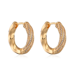 Chic 18K gold plated twisted hoop earrings with micro-pave cubic zirconia stones