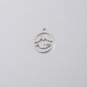 Polished stainless steel lip shaped pendant charm with hollow design for DIY jewelry