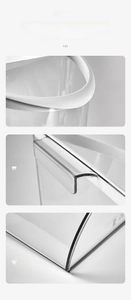 Detail of transparent wall-mounted bin with press ring design and sturdy handle