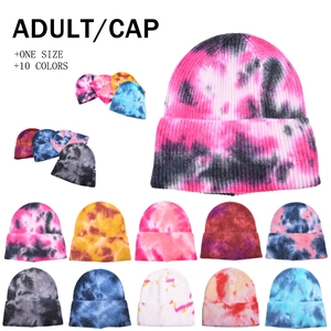 Tie-Dye Knit Beanie Hat For Men Women Winter Warm Ribbed Skull Cap Outdoor Sports Skiing Slouchy Beanie Fashion Accessory
