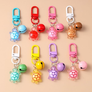 Cartoon Turtle Keychain Resin Plastic Semi Transparent Sea Animal With Bell Bag Charm Pendant Gift For Kids