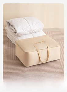 Extra large 70x30x50cm beige storage bag for moving heavy blankets and winter quilts