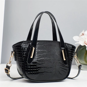 Fashion Crocodile Pattern PU Leather Women's Handbag Large Capacity Shoulder Crossbody Tote Bag With Gold Hardware