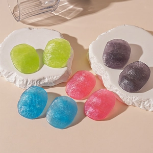 Minimalist acrylic candy-colored oval stud earrings with fine texture for women