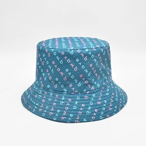 Size guide for double-sided reversible bucket hat with qwave letter printing