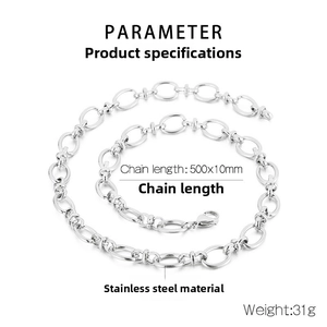 Detailed specs of 500mm x 10mm stainless steel oval link chain necklace with 31g weight