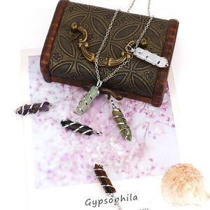 Natural crystal hexagonal point pendant with silver snake spiral wire wrapping