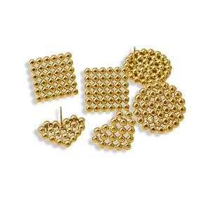 Set di orecchini geometrici placcati in oro 14K con forme a cuore quadrato e cerchio