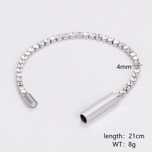 Silver 304 stainless steel square magnetic tennis bracelet with 4mm zircon diamonds