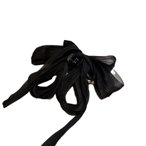 Elegant black layered chiffon ribbon bow hair claw clip for a voluminous hairstyle