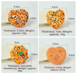 Dimensiones detalladas de modelos realistas de galletas y pretzels de PVC para juguetes