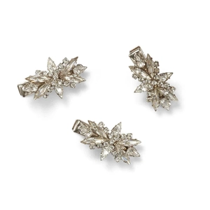 Elegant rhinestone hair clips set with sparkling silver crystals and duckbill design