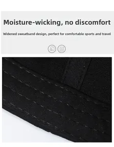 Detail view of the wide moisture-wicking sweatband inside the black baseball cap