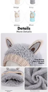 Détail du bonnet d'hiver en peluche pour bébé avec oreilles de lapin et cache-cou