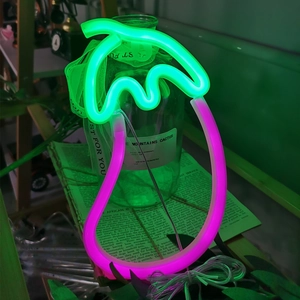 Purple and green eggplant LED neon sign light for festive wall decoration and room ambiance