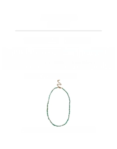 Detail of green stone necklace showing 38.5cm length with 8.2cm extension chain