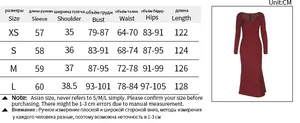 Size chart for heart neck long sleeve maxi dress with detailed measurements in centimeters