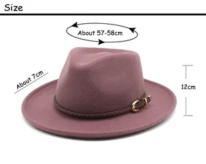 Size guide for wool fedora hat showing 57-58cm circumference and 7cm brim width details