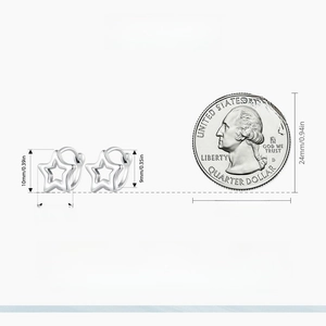 Detailed size measurement of S925 sterling silver star hoop earrings showing 10mm dimensions