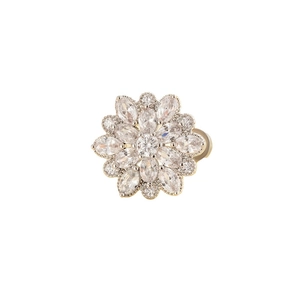 Titanium steel flower ear stud with pavé zircon stones on a white background
