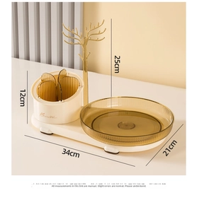 Detailed size specifications for the rotating cream makeup and jewelry organizer stand