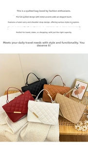 Detail shot of diamond lattice quilted handbags in five colors with metal buckle decoration